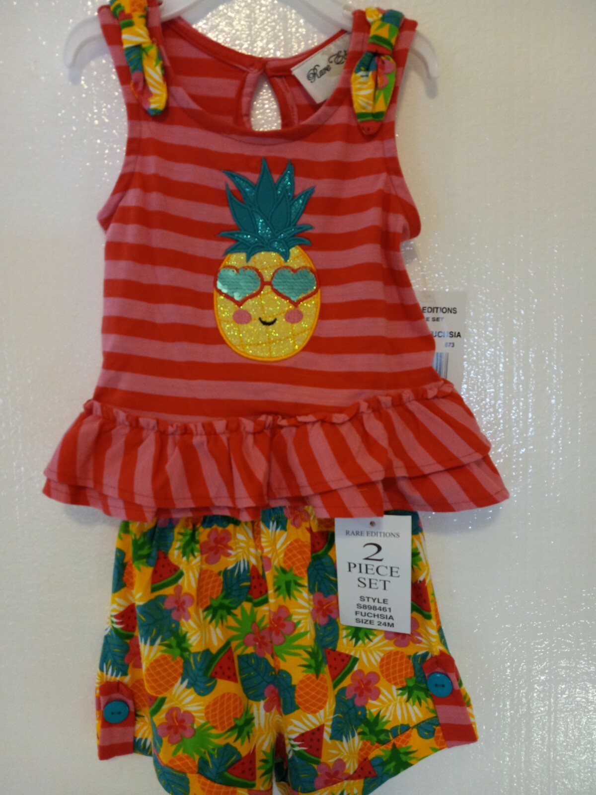 Short Set Twenty Four Months New Rare Editions Pineapple Pink Glitter Belks