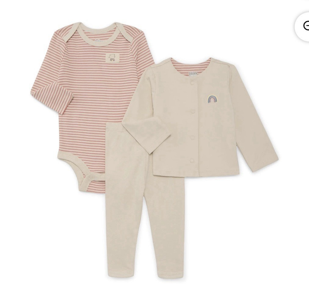 Bliss by Garanimals Baby Girls Jacket, Bodysuit and Leggings Set, 3-Piece, Sizes