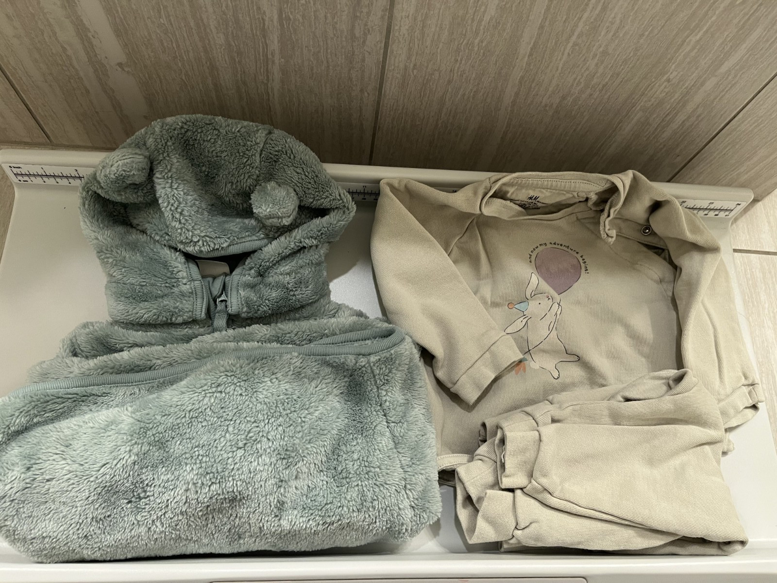 Lot of 3- H&M 6-9M Organic Cotton 2 Piece Set Light Green Bunny & Sherpa Jacket