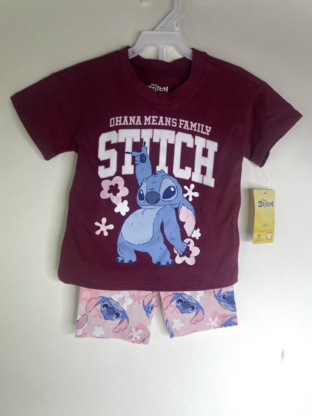 Disney Lilo and Stitch 2 Piece Shorts Top T-Shirt Matching Outfit Set Girls 2T