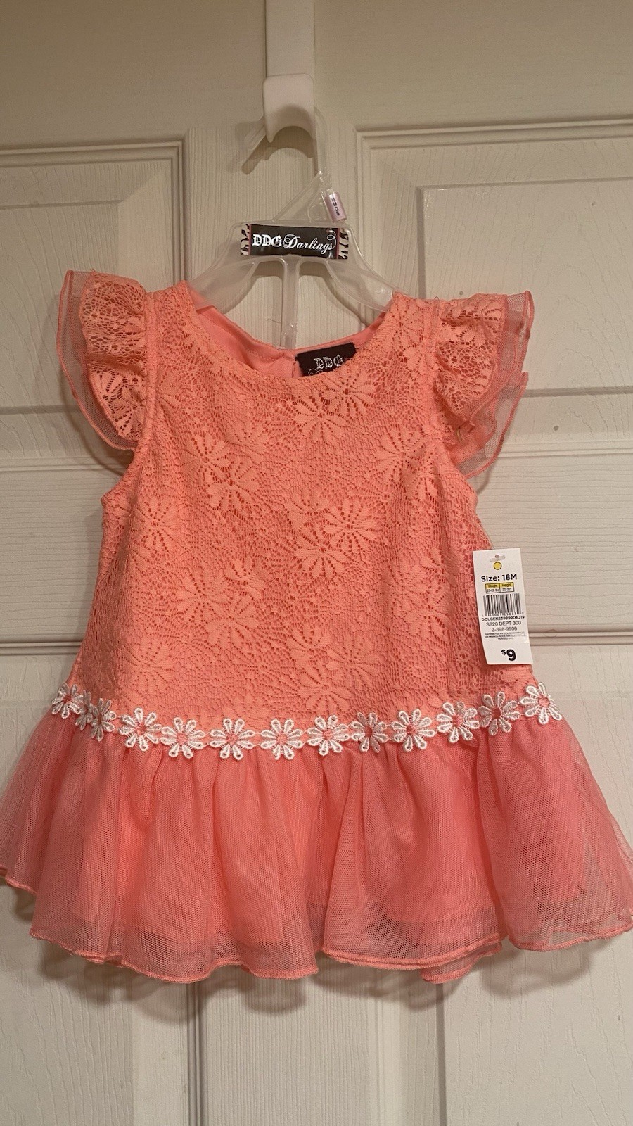 DDG Darlings 2pc Girls Floral Lace Dress & Shorts Set Pink/White 18M