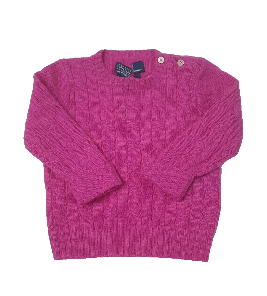 Polo Ralph Lauren Baby Girl Cashmere, Crew neck, Long sleeve, Solid Color, 9M