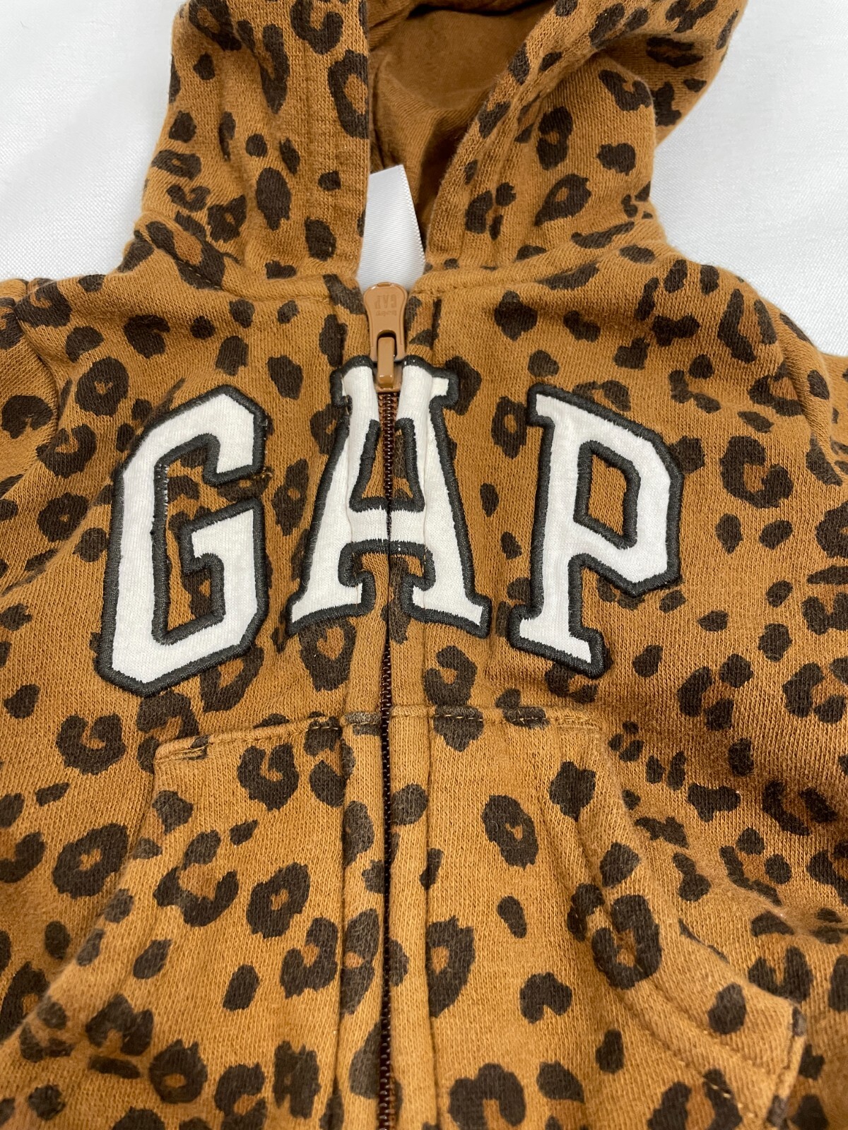 Adorable Gap Leopard Print Outfit Baby Size 0-3 Months Brown Hood With Ears