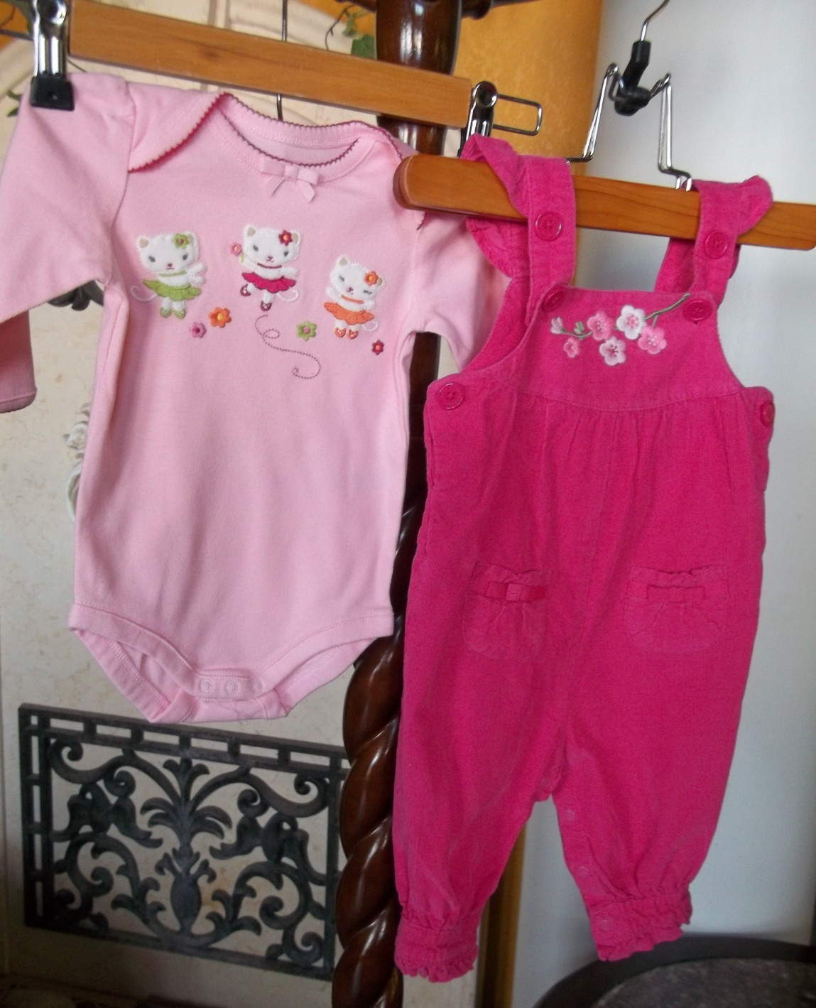 2012 Gymboree Blossom Kitty fine wale corduroy overalls bodysuit dancing 3-6
