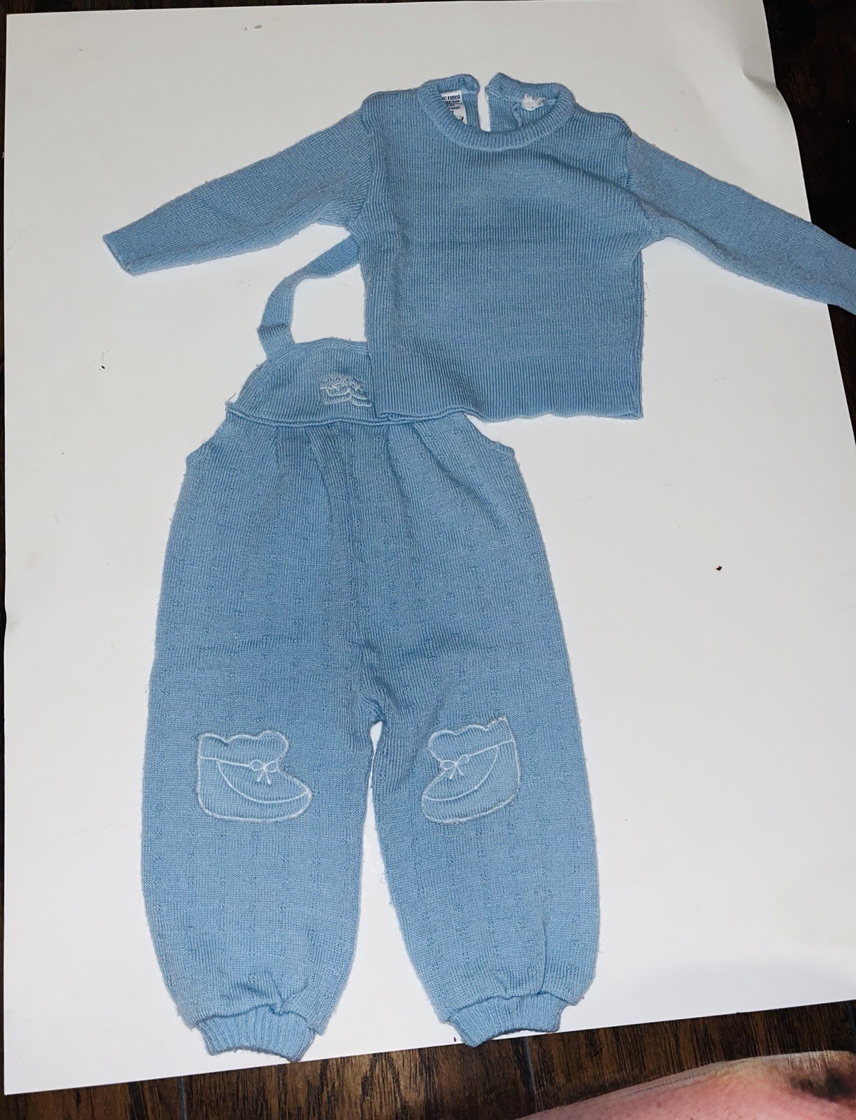Friemanit Blue Solid Knit 2pc Baby Outfit Set Sweater & Pants Newborn