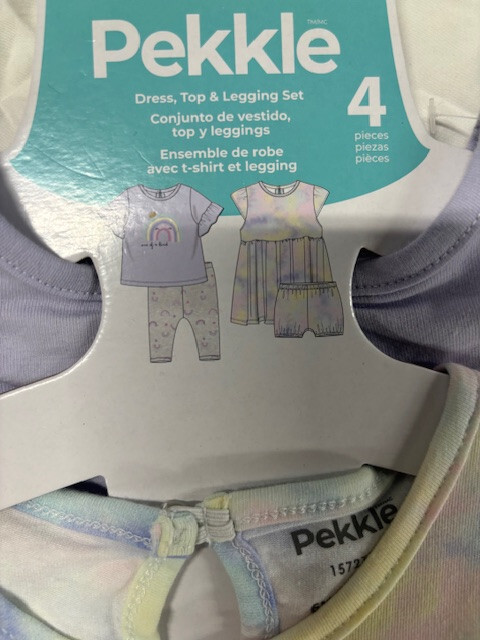 Pekkle Girls 4 Pk Dress, Top And Leggings Set (LAVENDER TIE DYE 6M)NWD