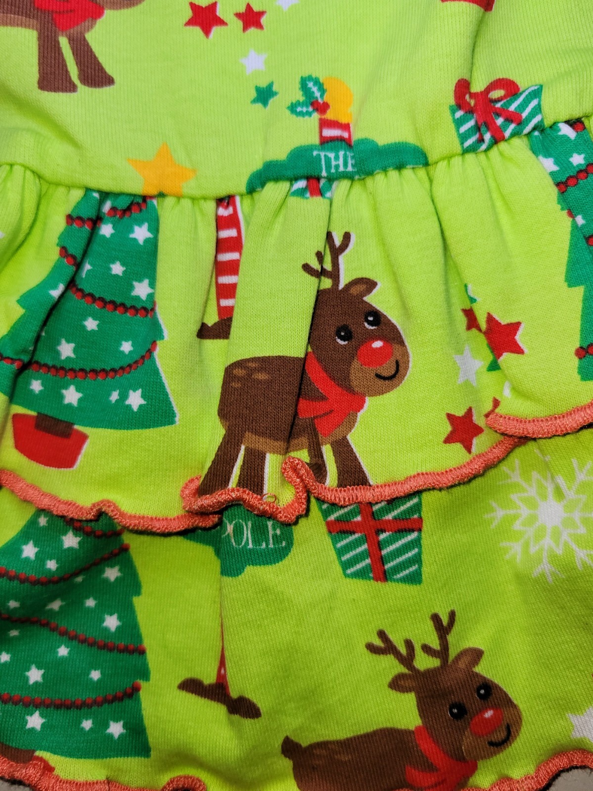 18-24 Month Red & Green Christmas Tree Reindeer Tunic & Ruffled Flare Pants