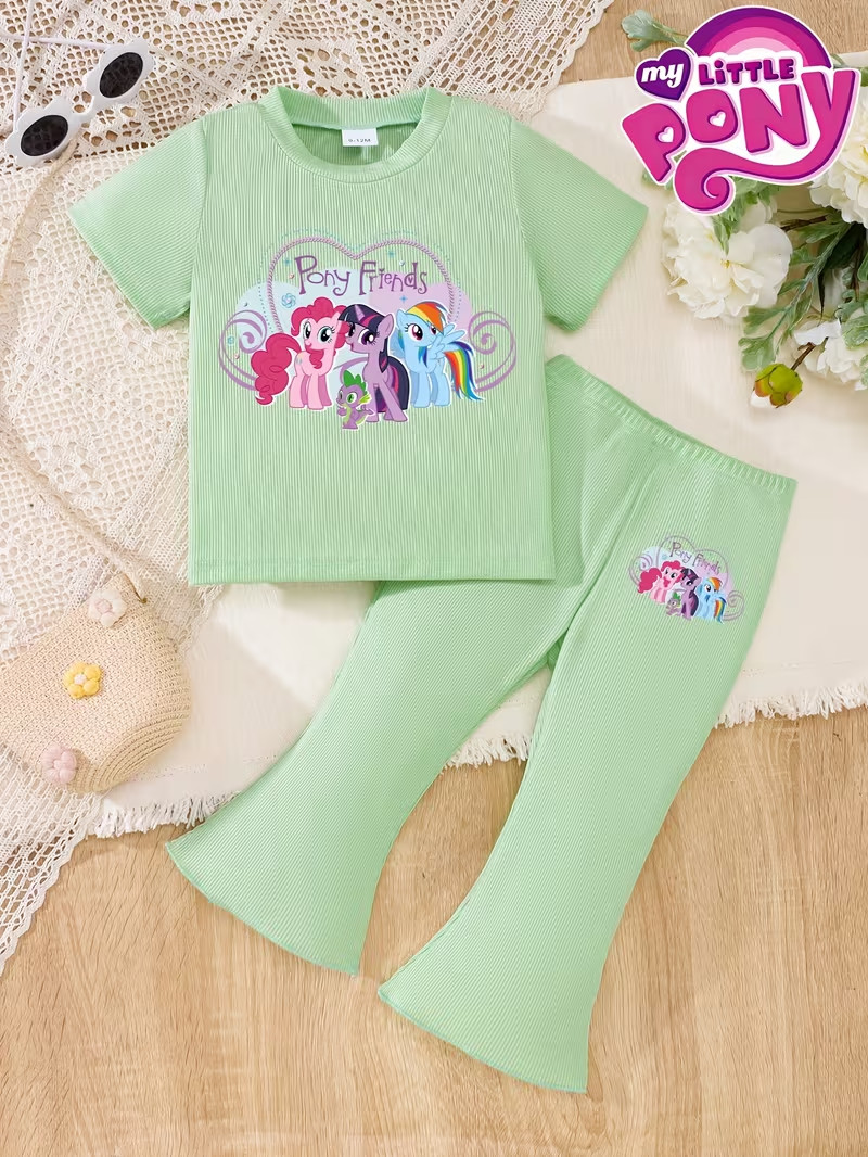 2pcs Set My Little Pony Knit Short Sleeve Top and Elastic Pants 2-3 Year Old