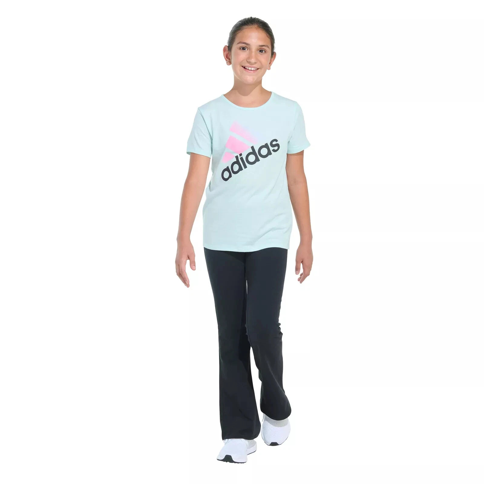 adidas Girls 2-Piece Outfit Tee & Flare Pants Youth Size XL-16 Casual Sportswear