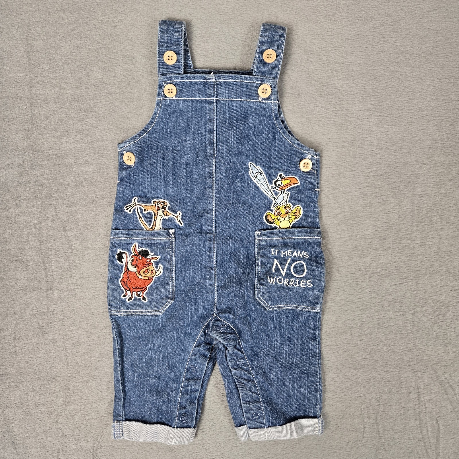 Disney Primark The Lion King Simba Overalls 0-3 Months Embroidered Vintage Style