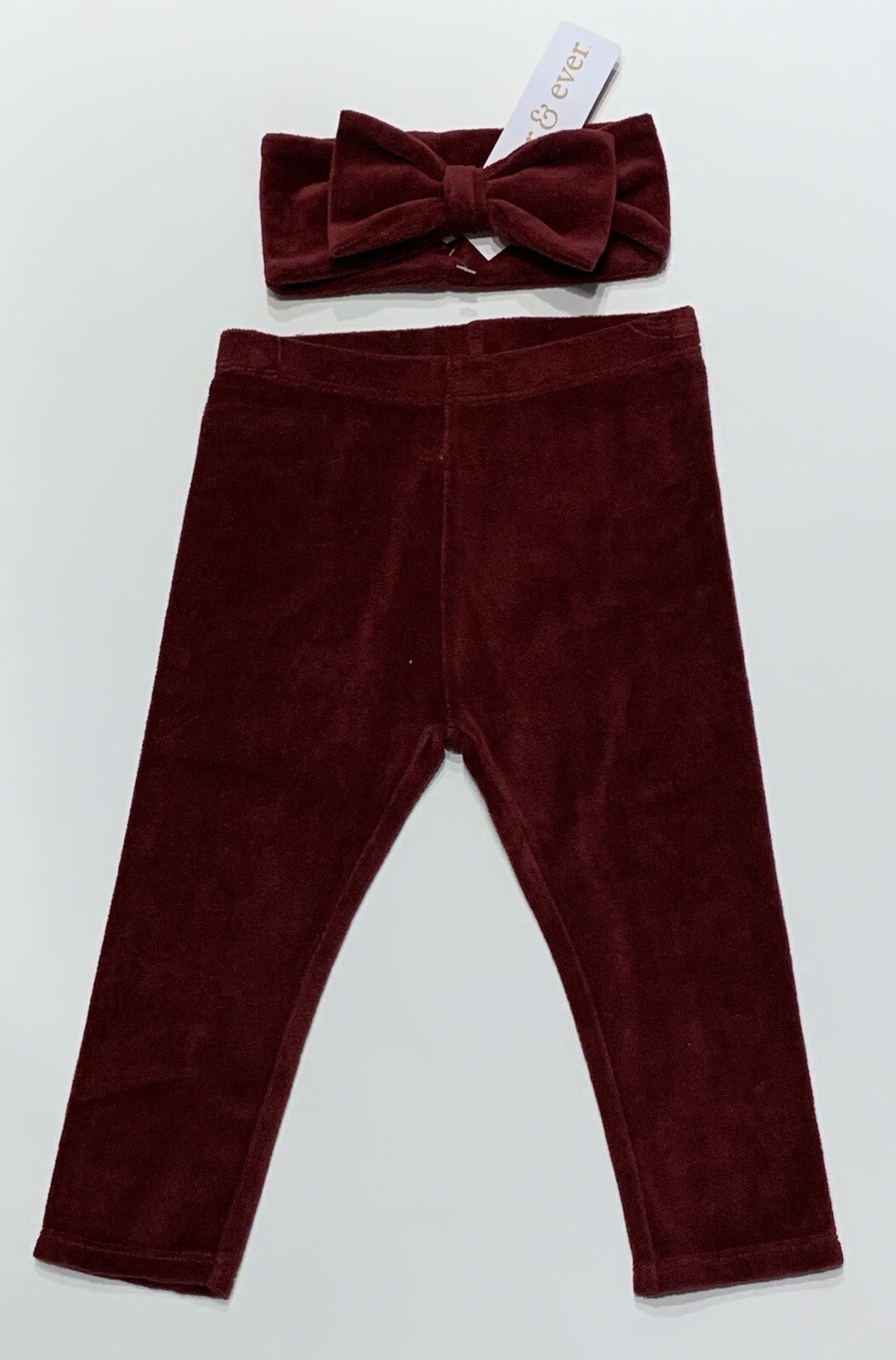NEW Baby Infant Fleece Pants & Bow Headband Set 2-Piece Outfit Red Various Sizes
