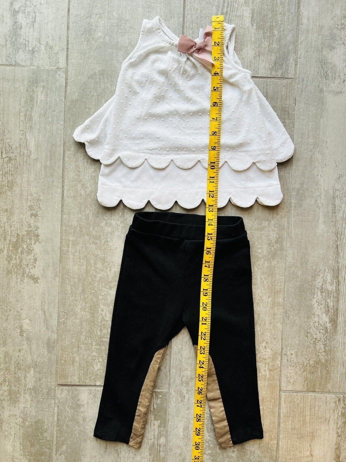 TAHARI BABY Designer 2 Piece Outfit Set Boho Top Faux Suede Legging Pant 12m