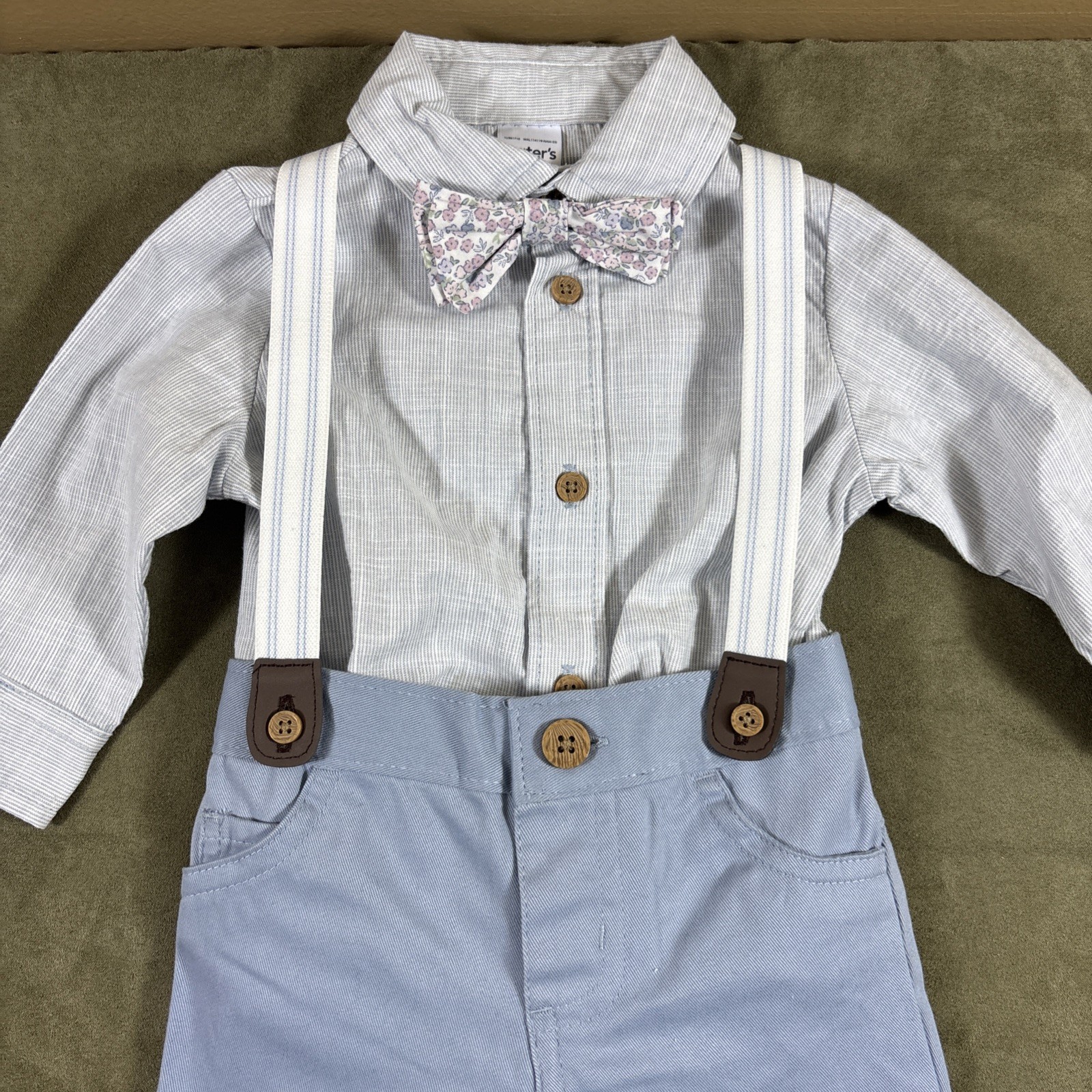 Carters Child of Mine Boys 3-6 Month 3 Piece Pant Shirt Set Suspender Bowtie NWT