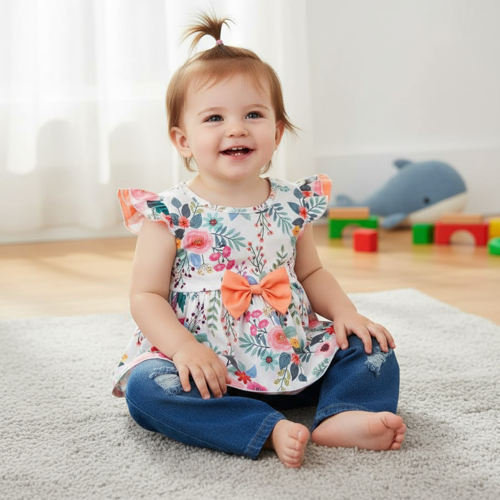 Toddler Girl Floral Outfit Set – Soft