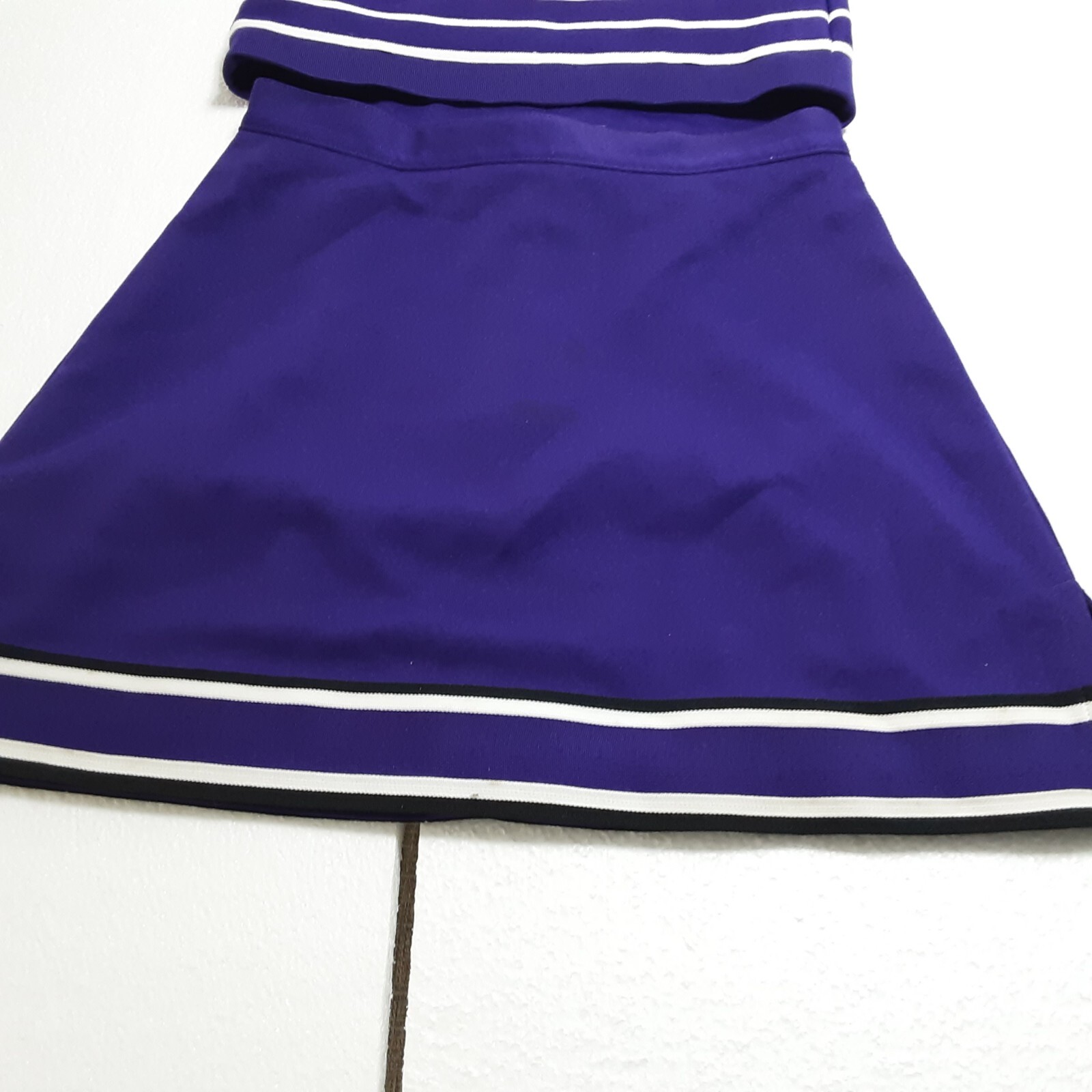 CHEERLEADER OUTFIT BULLDOGS PURPLE/WHITE Varsity branded-Build,Harvest,Succeed