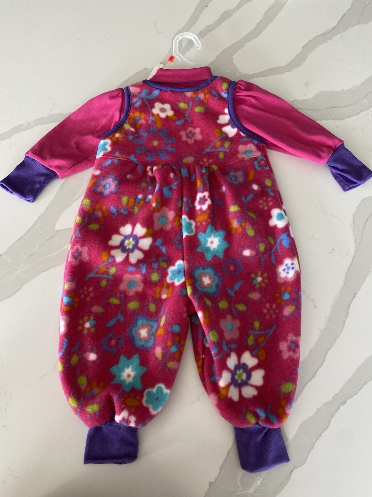 NWT VTG 90’s Small Steps Floral Fleece Jumpsuit & Long Sleeve Top 2pc Set 12M