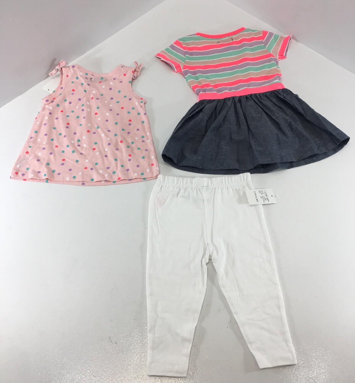 US Polo Assn Baby Girls 3 Piece Set Dress/Shirt/Pants Neon Coral Sz 24M NWT #