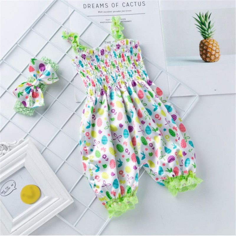 Toddler Bodysuit Outfit Pants Baby Girls Headband Bloomers Set Playsuit Jumpsuit