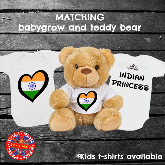 Indian Princess Babygrow & Teddy Bear Matching Gift Set, India, Baby Shower