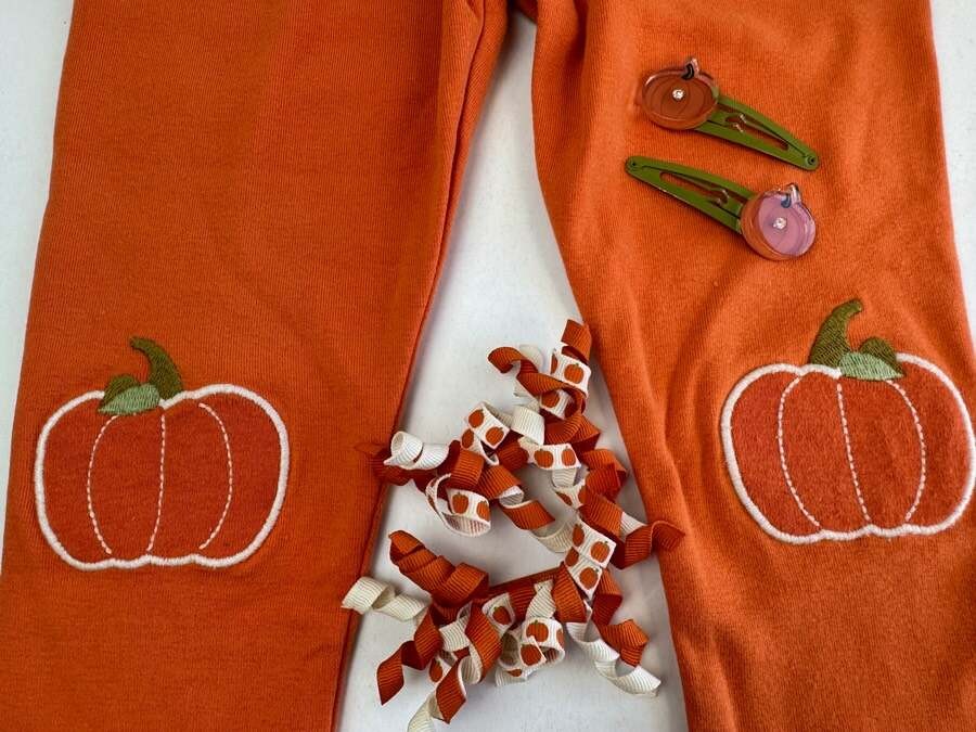 Purfect Pumpkin Gymboree Girl’s 3T Lot Leggings Pants & Hair Clips Toddler Fall