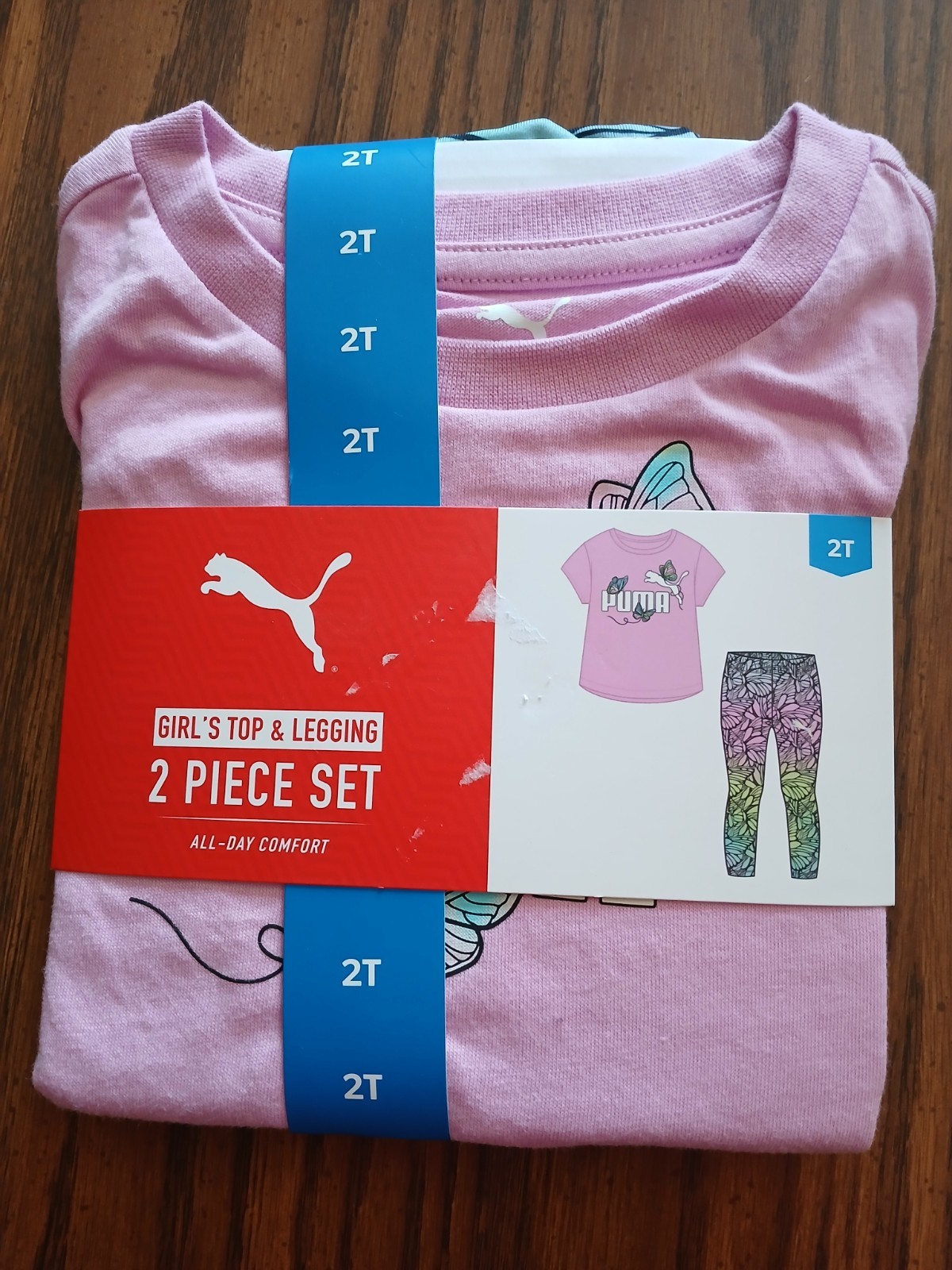 Puma Girl 2 Piece Size 2T Short Sleeve Top and Legging All Day Comfort New
