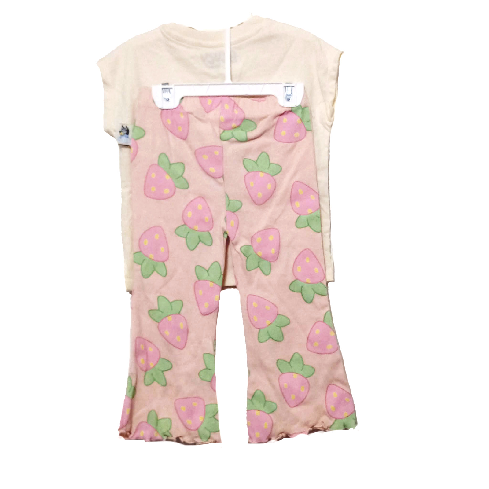 NWT Bluey Baby Girls Flare Pants Set 18 Months Strawberries Sleeveless Outfit