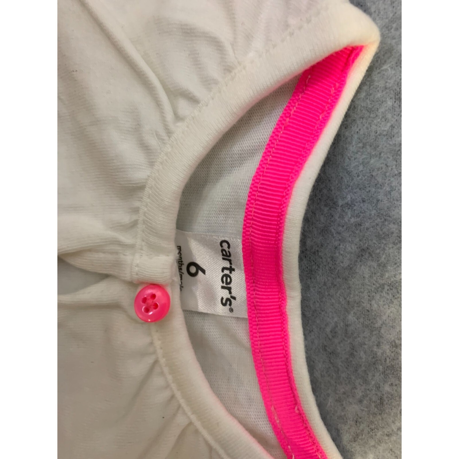 Carters Baby Infant Girls Size 6 months 2 piece set pink heart pants cuffed whit