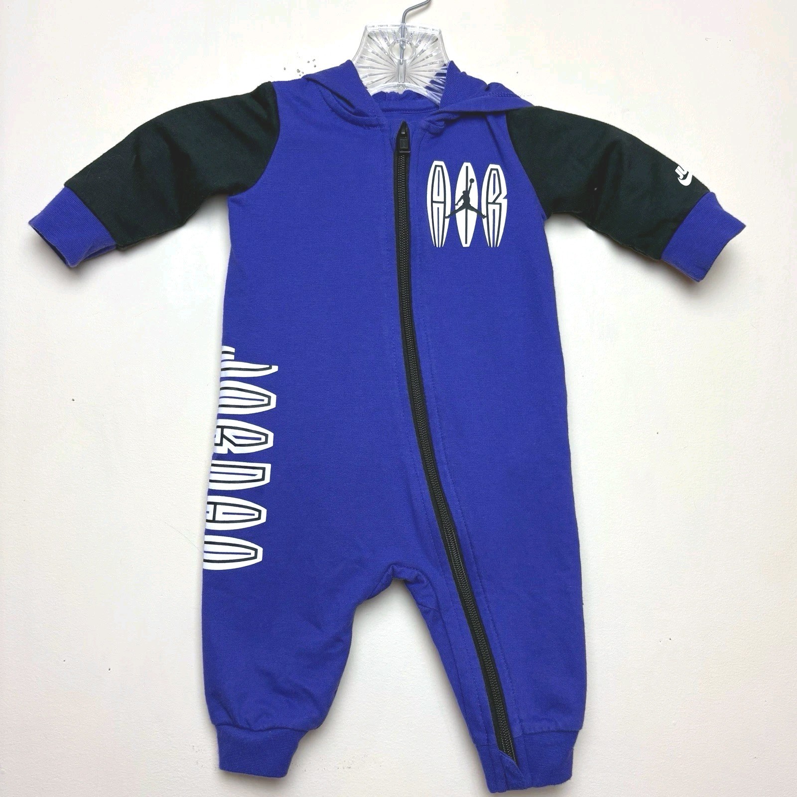 Jordan MJ MVP Baby Full-Zip Purple Black Hooded Coverall Jumpsuit 3-6 Months