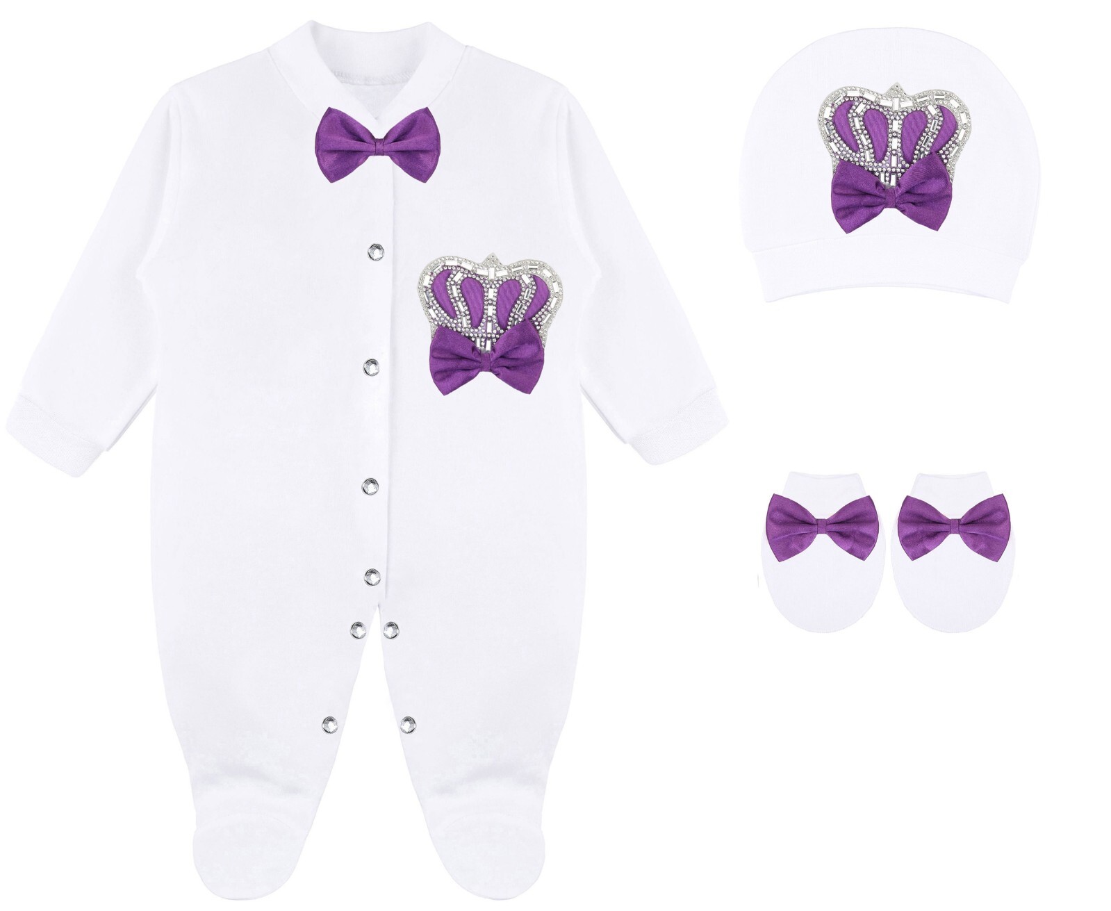 Baby Girl Newborn Crown Jewels Layette 3 Piece Gift Set
