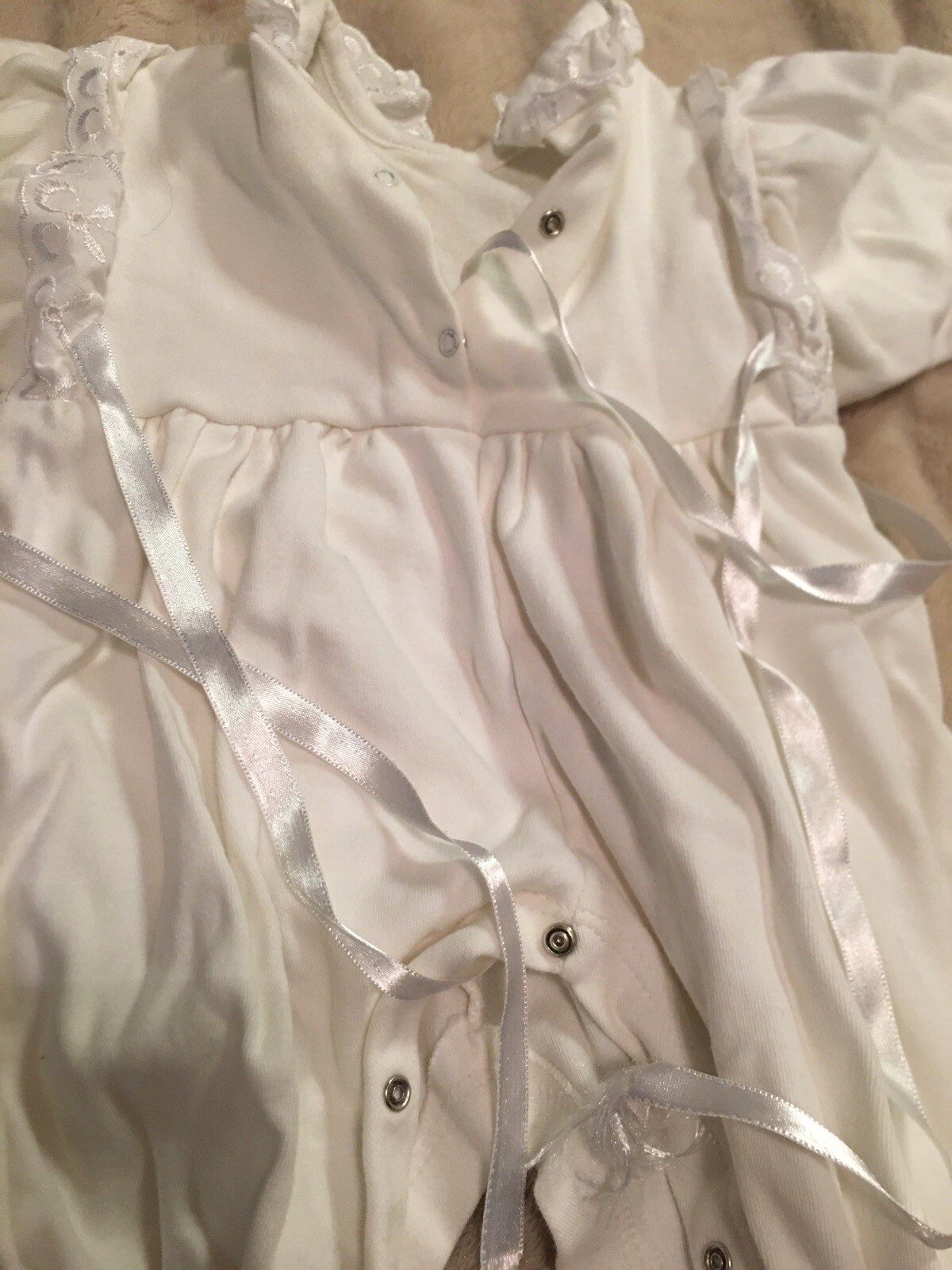 One Piece 3 To 6 Months Size German Baby Child Baptism Christening Outfit White