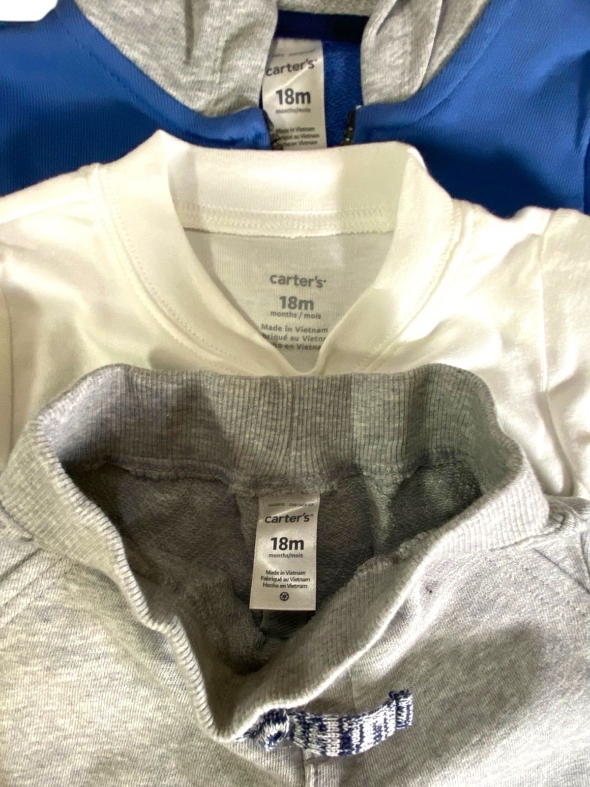 Carter’s Baby Boy 3 Pc Outfit Set 18M Hoodie Jacket Pants Bodysuit NWT