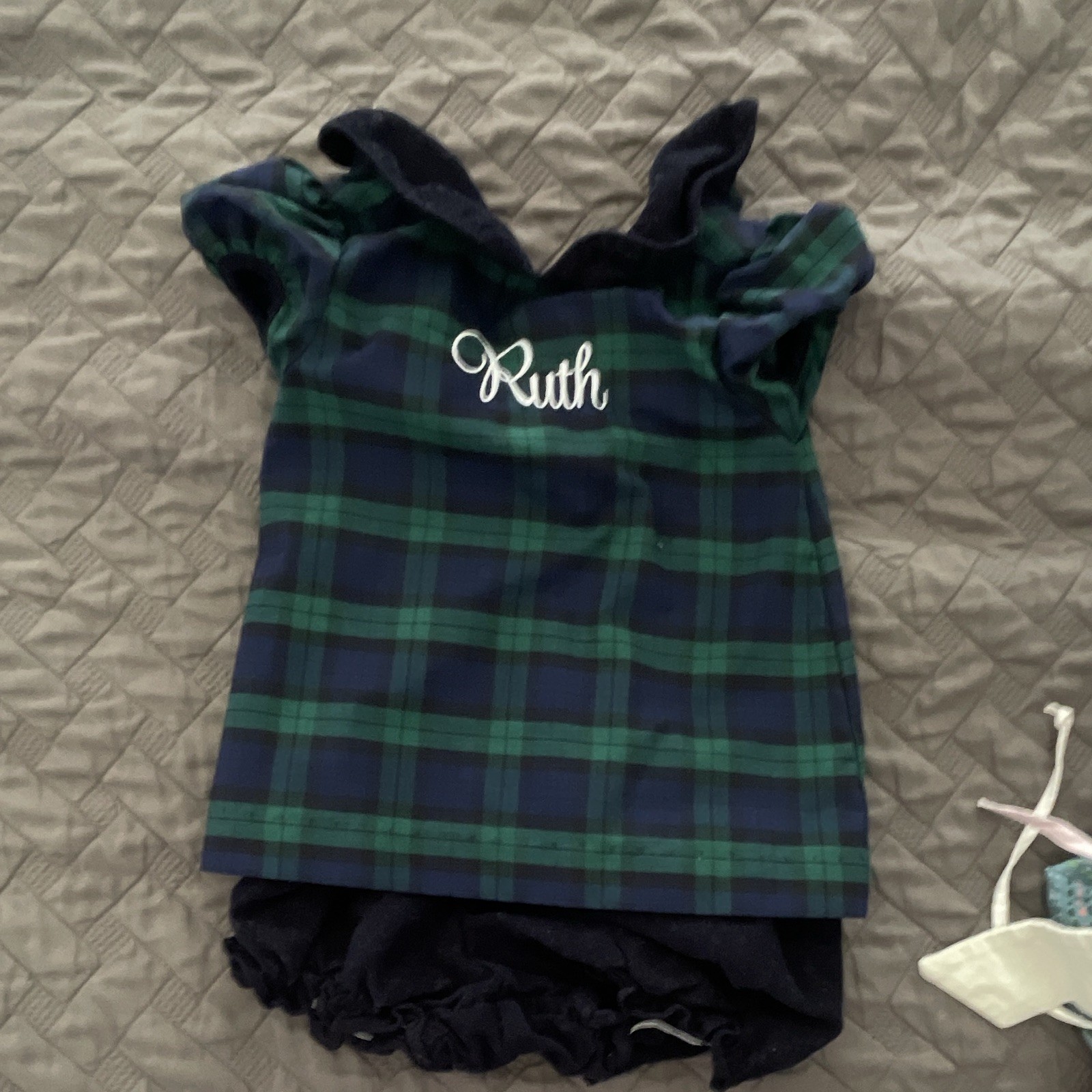 Classic Whimsy Girls 24M Blue/Green Plaid Dress & Bloomer Set “Ruth”
