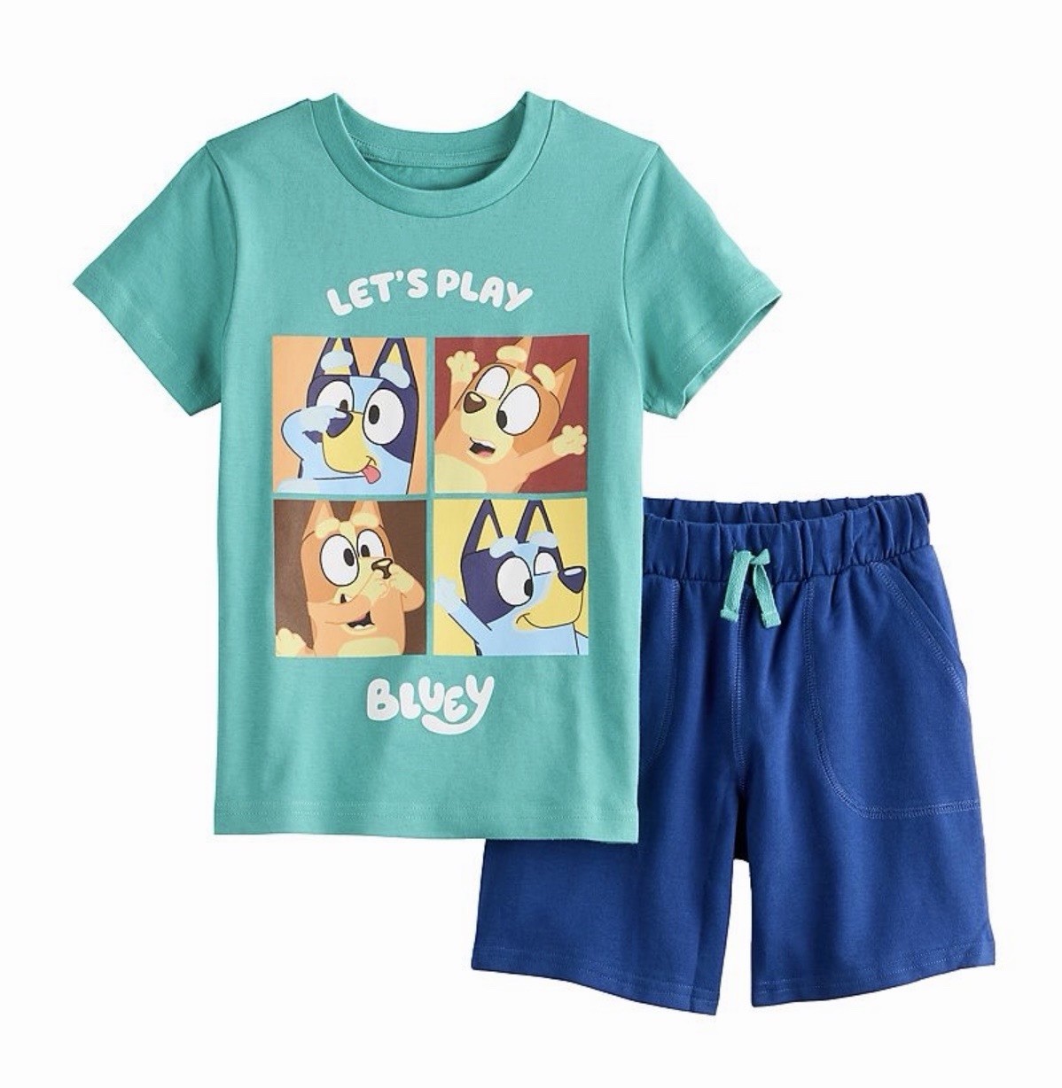 Bluey & Bingo Let’s Play Short Sleeve Tee & Shorts Size 7 Brand New License