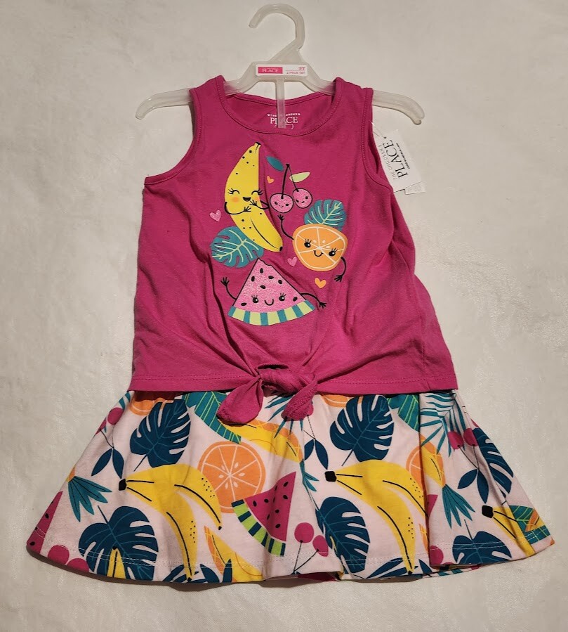 NWT Children’s Place Fruit Tank Top Skort Outfit 2PC Set Toddler Girl