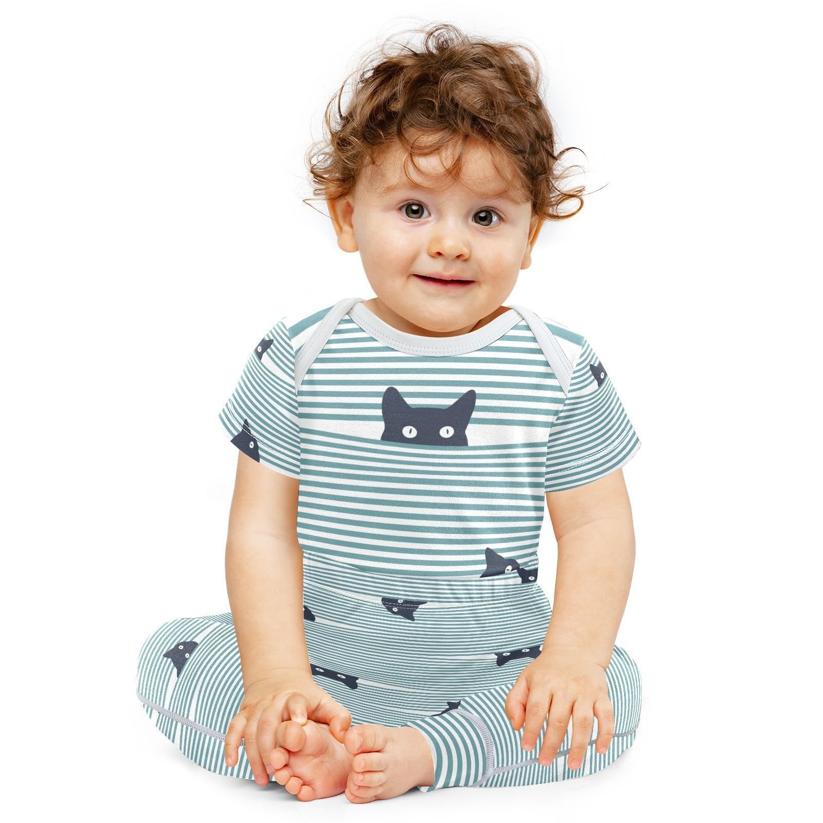 KICPOAY Baby Clothes Set Cat and Stripes Infant Bodysuits 3 Months, Multi 3