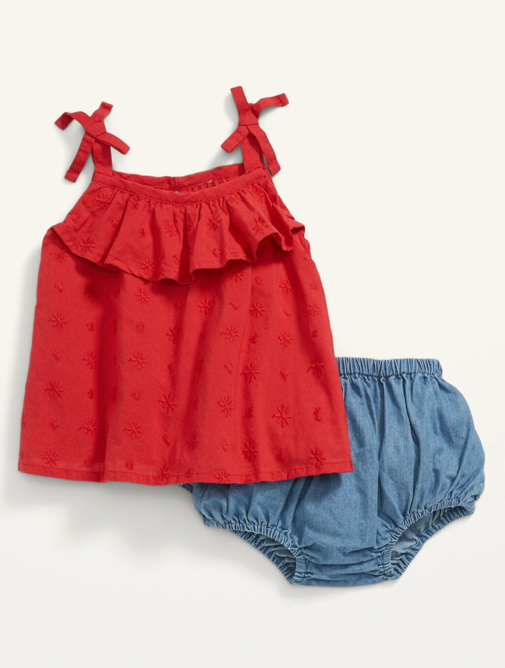 Old Navy Baby Tie-Shoulder Eyelet Tank Top Bloomers Set Outfit Size 0-3 Months