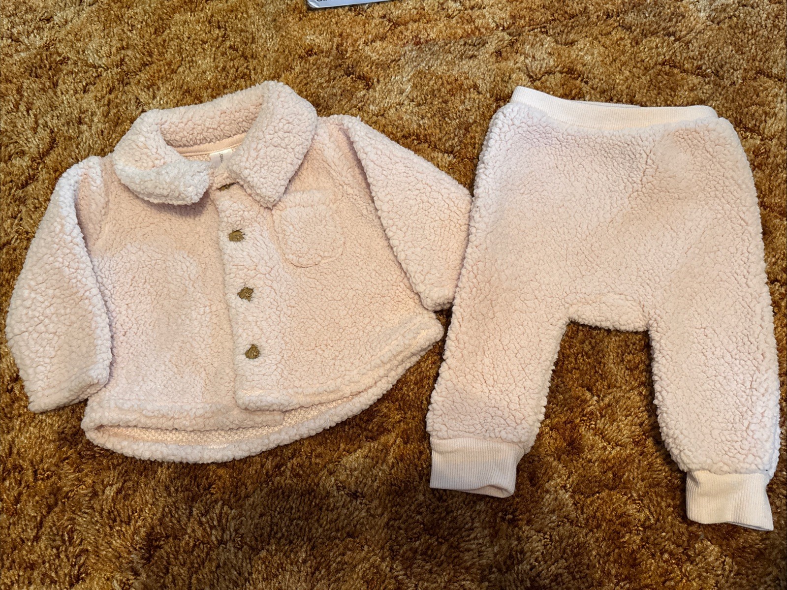 Modern Moments by Gerber Baby 3-6M Sherpa Fleece Jacket and Pants Set Light Pink
