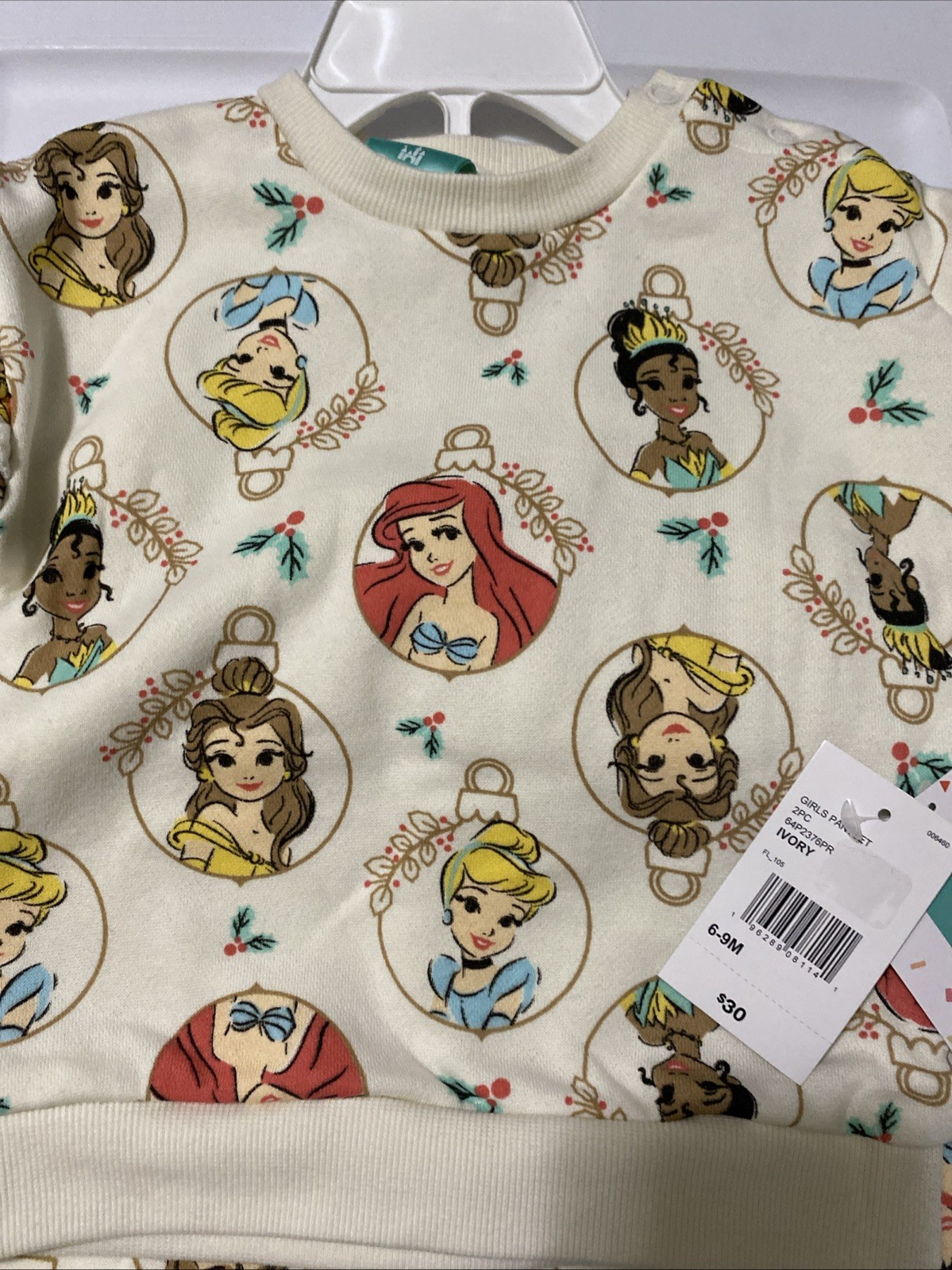 Disney Baby 2 PCS Pant Set Princesses Belle Tiana Ariel Cinderella 6-9 M Soft