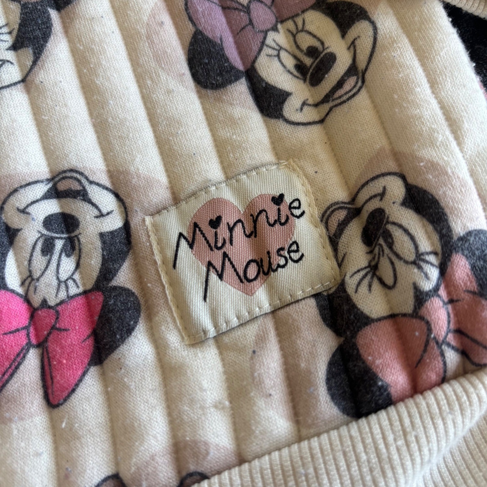 Disney Minnie Mouse Girls 3T Quilted Sweatshirt and Pants Set Cream Pink RN15517