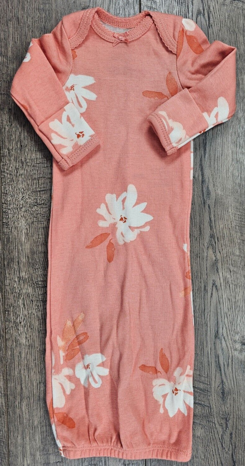 Baby Girl Clothes Nwot Carter’s Preemie Coral Pink Floral Sleep Gown
