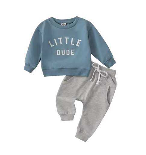 Baby Boy Beige Clothes Autumn Set Letter Print Sweatshirt Top Elastic Drawstring