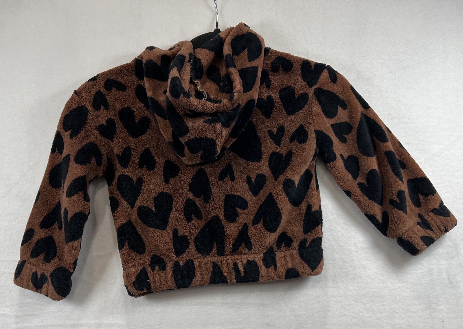 Carter’s Heart Fuzzy Hoodie Size 4T/4A Brown And Black