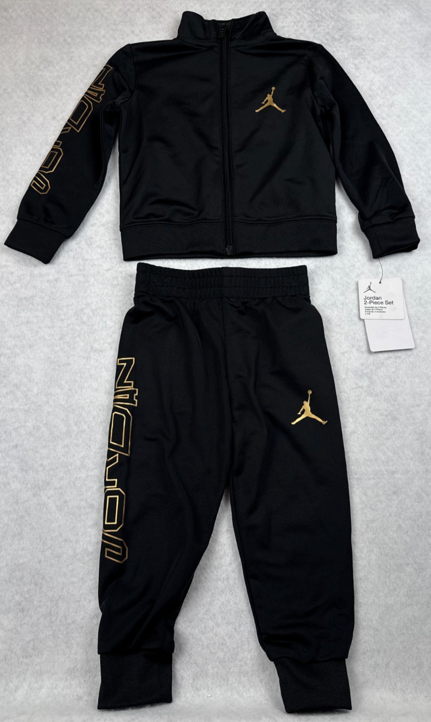 Jordan Baby Tracksuit Set 24M Black Gold Jumpman Full Zip Jogger 2 Piece NWT