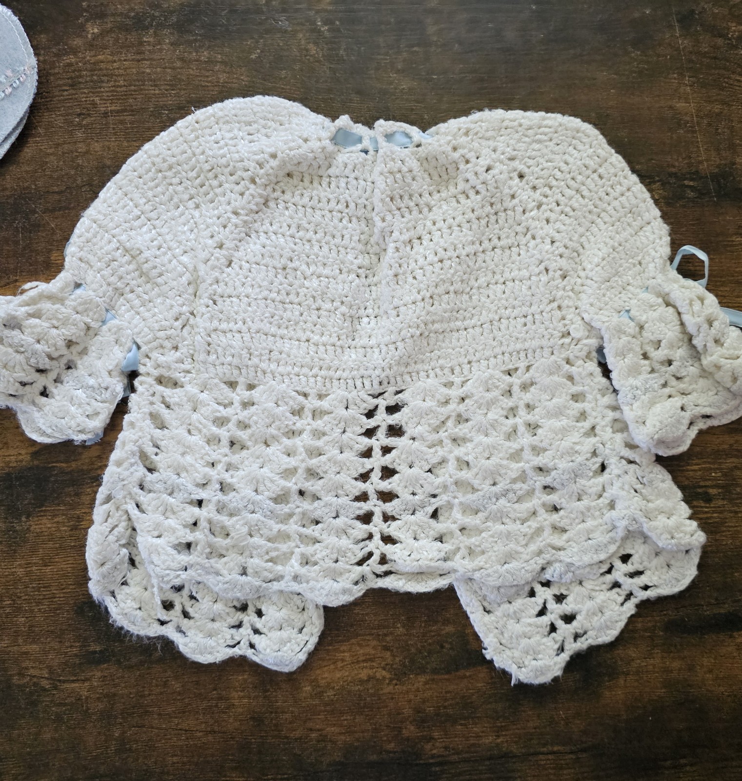 Vtg- Handmade Crocheted Baby Infant Clothes & Sweater – See Pics For Measurement