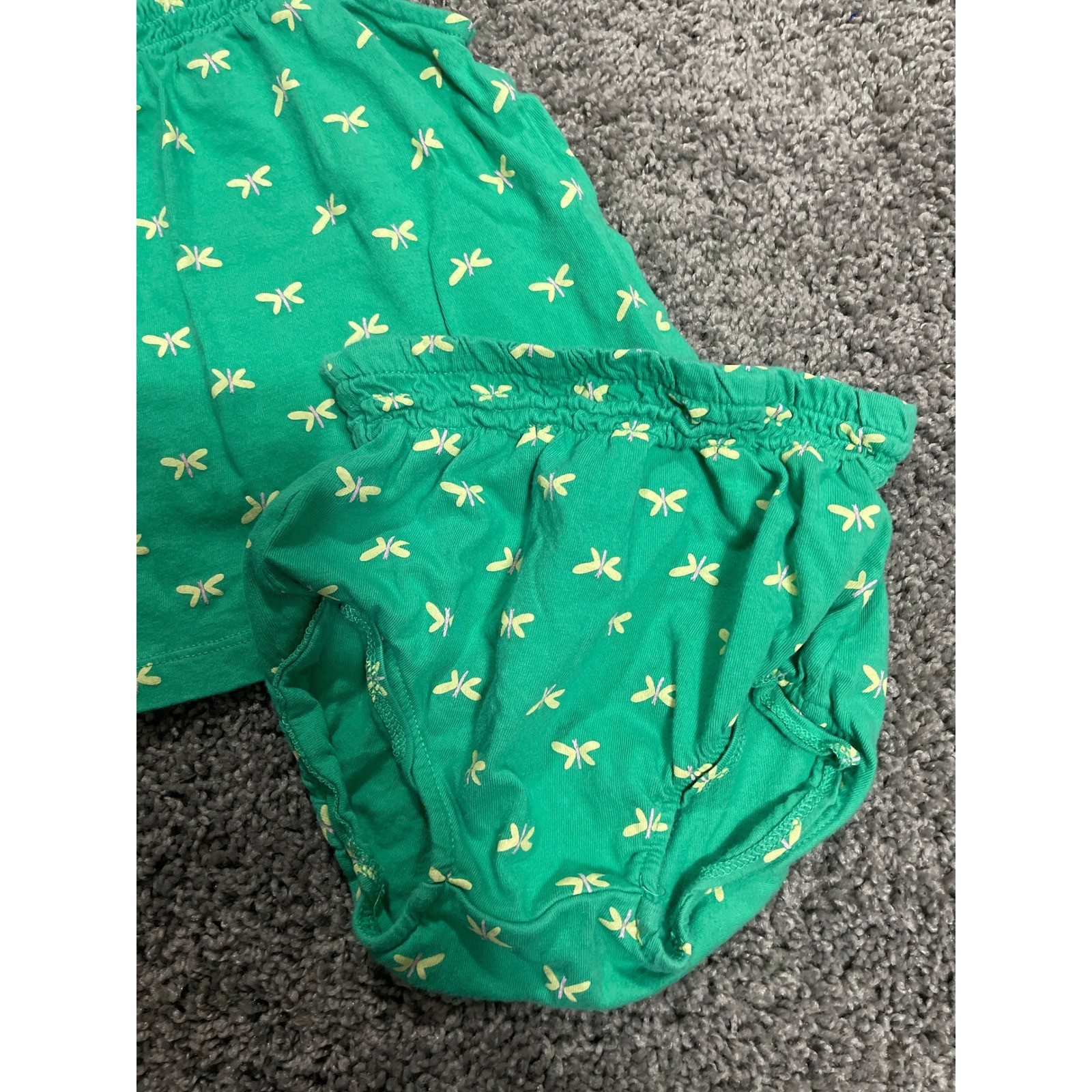 Carter’s Baby Girl 24M Green Dragonfly Smocked Top and Diaper Cover Set 2pc