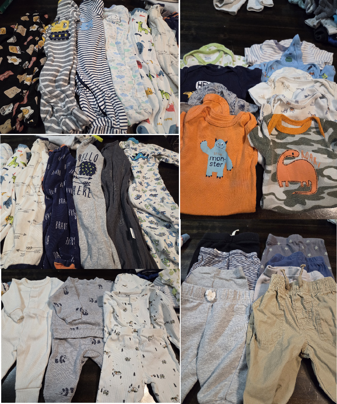 Baby Boy 0 to 3 month clothinhg pajama shirt pants outfit onsies Lot 1