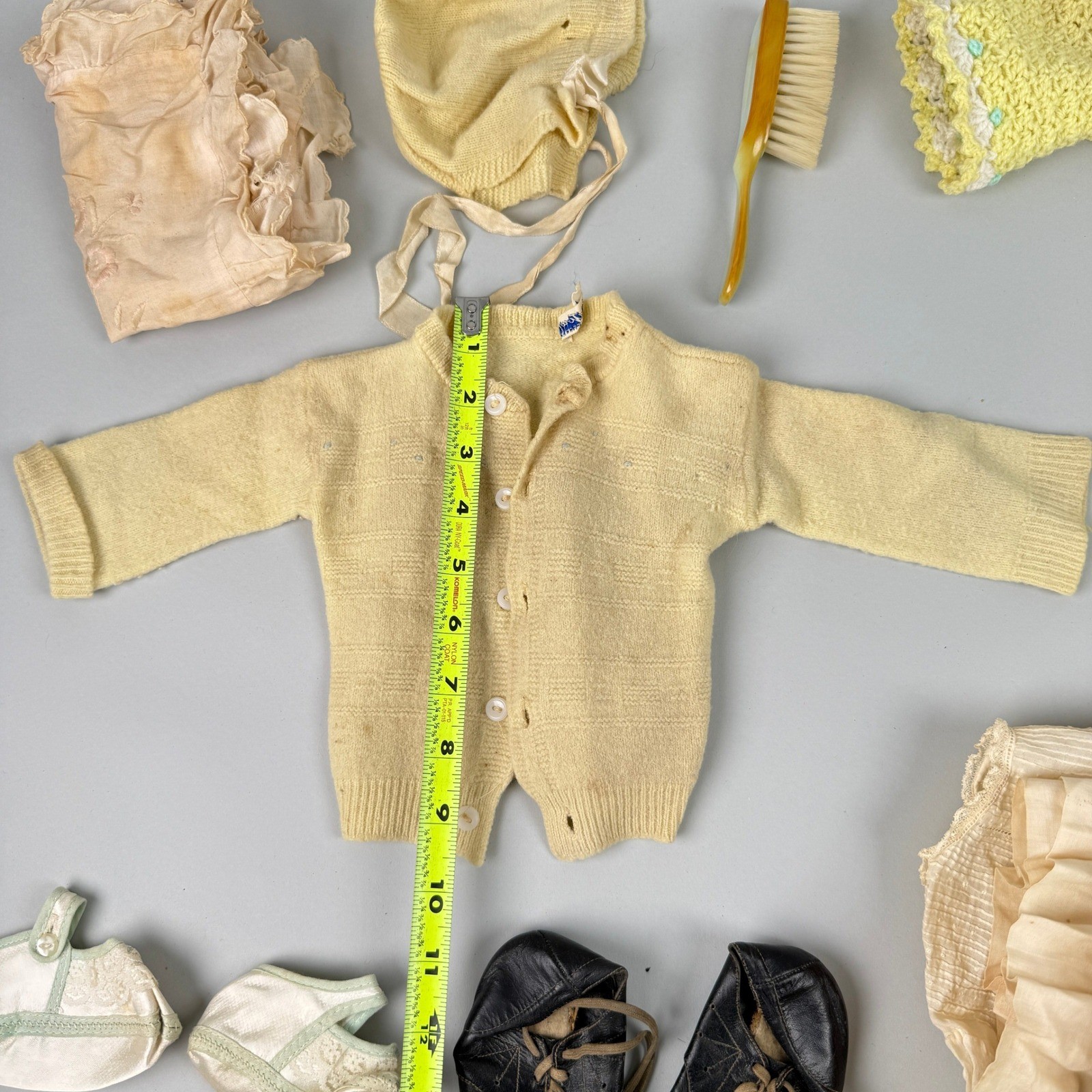 Vintage KnitTown Baby Layette Set Bonnet Sweater Pants Shoes lot