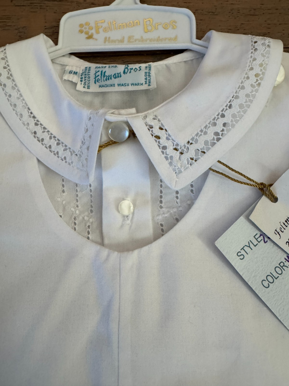 New $68 Feltman Brothers Boys White Dressy Shortall, 6 Months – See Description