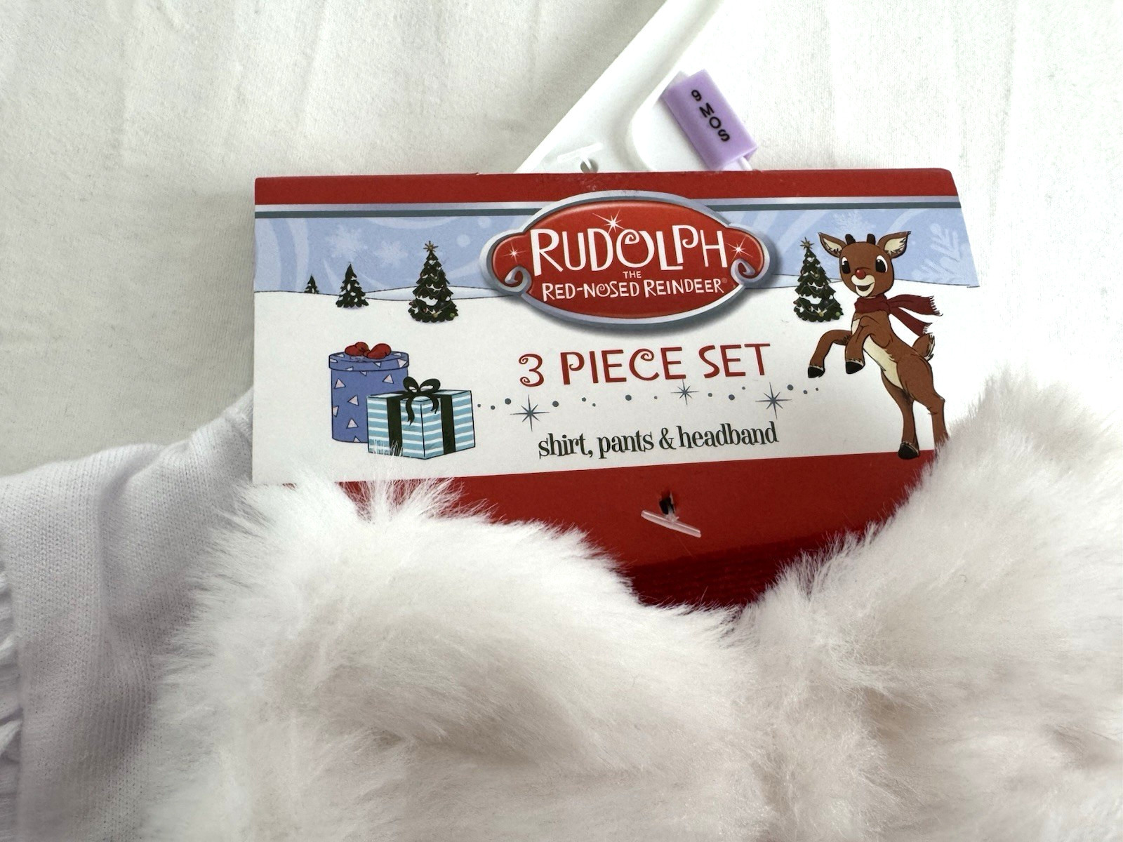 Rudolph The Red Nosed Reindeer 3- Piece Set Girls 9 mo, Shirt, pants, headband