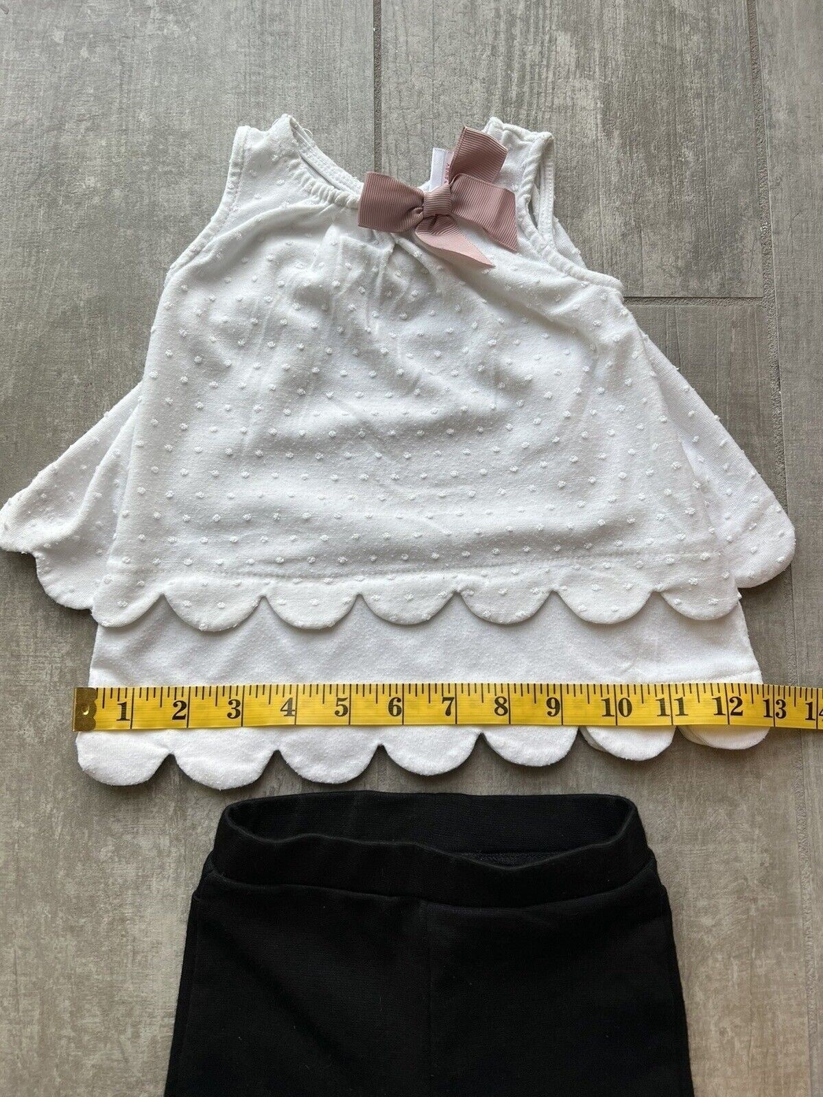 TAHARI BABY Designer 2 Piece Outfit Set Boho Top Faux Suede Legging Pant 12m